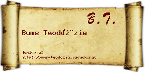 Bums Teodózia névjegykártya